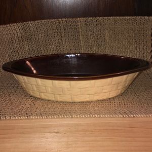 Vintage Pottery (Hall?) basketweave casserole dish